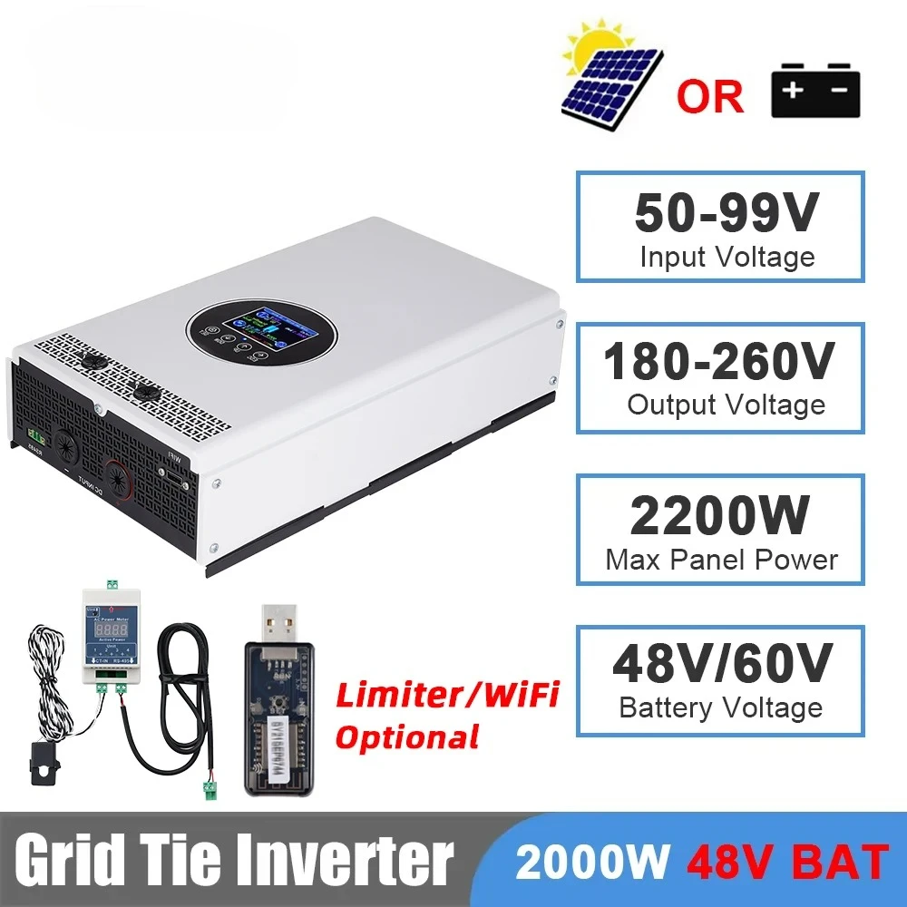 Grid Tie Inverter Limiter 2000W - 2000W 1500W Netgekoppelde Omvormer Ingang 55-99V/24-55V