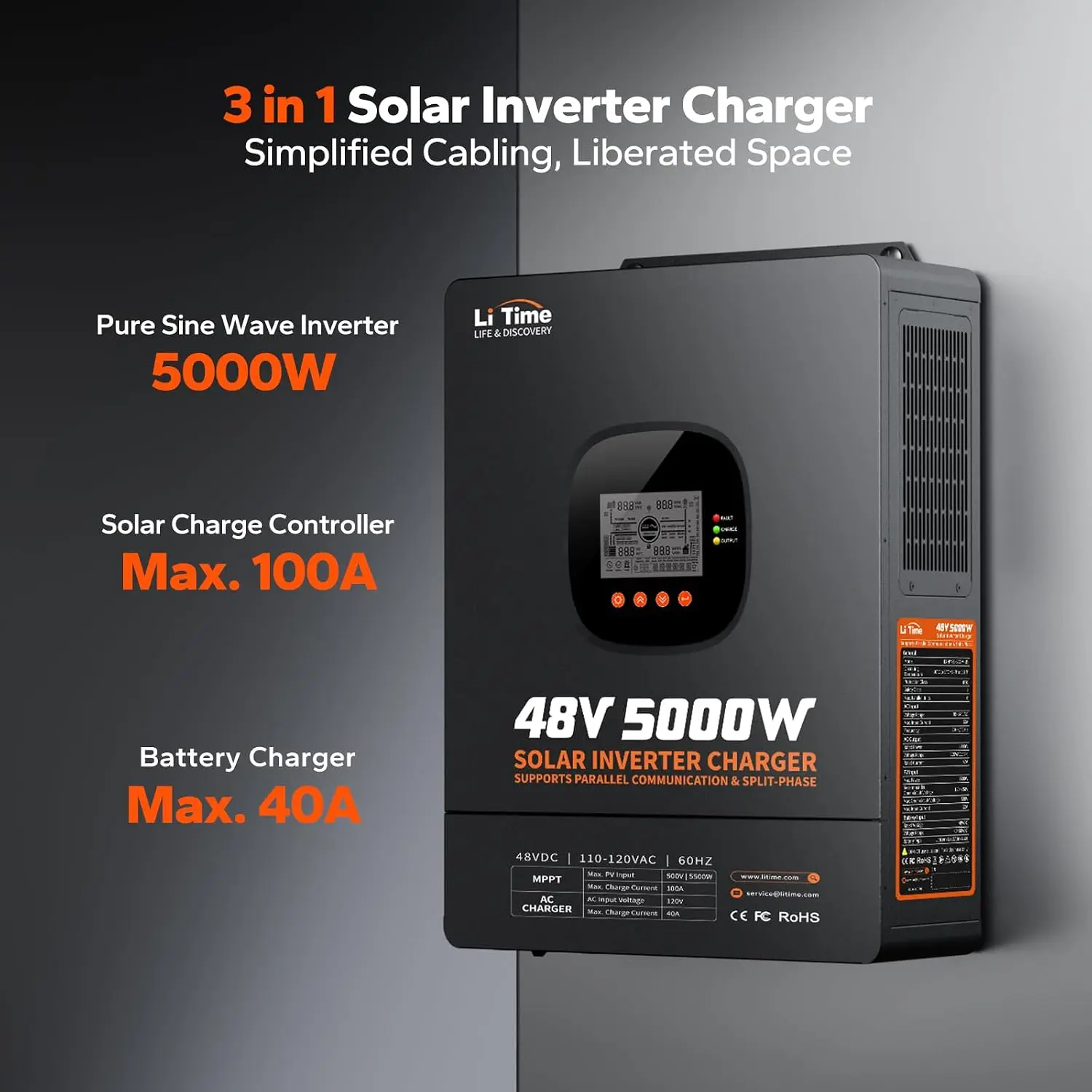 LiTime 5000W zuivere sinusomvo - Parallel Solar Inverter 48V 5000W Mppt recensie en prijs
