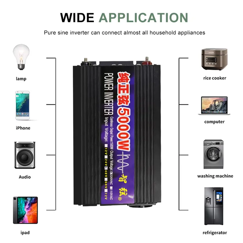 SMARAAD 5000W 12V 24V 48V DC n - Pure Sine Wave Inverter 5000W 48V 220V recensie en prijs