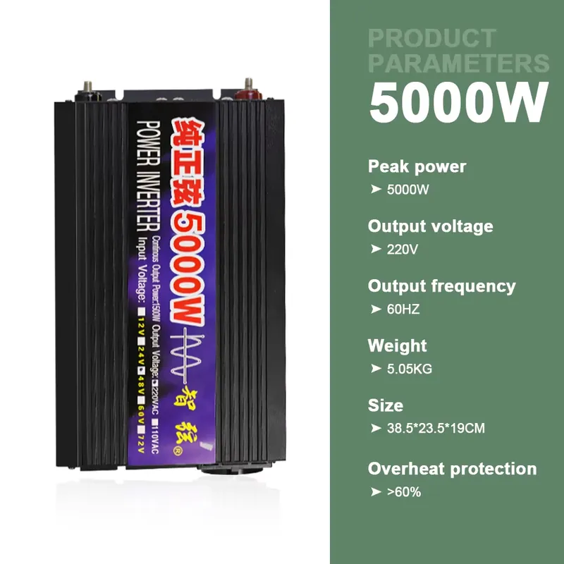 SMARAAD 5000W 12V 24V 48V DC n - Pure Sine Wave Inverter 5000W 48V 220V recensie en prijs