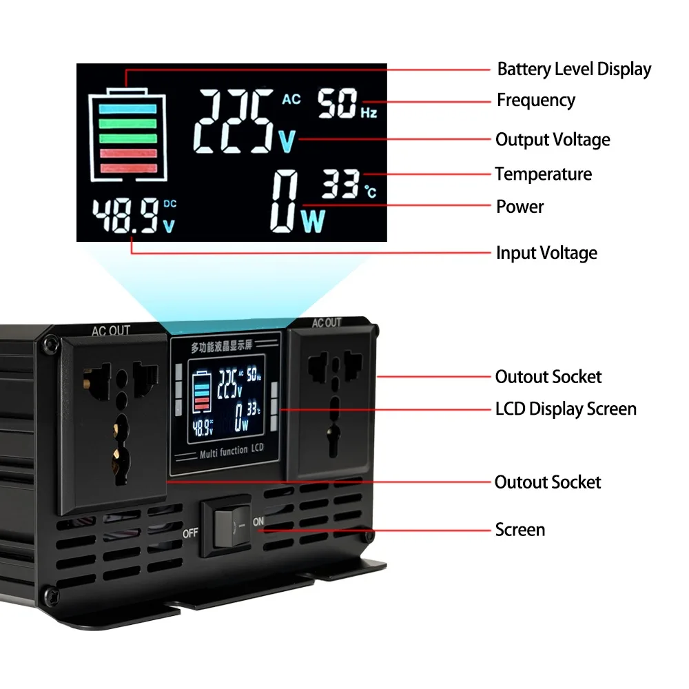 Zuivere sinusgolfomvormer DC 1 - Pure Sine Wave Inverter 5000W 48V 220V recensie en prijs